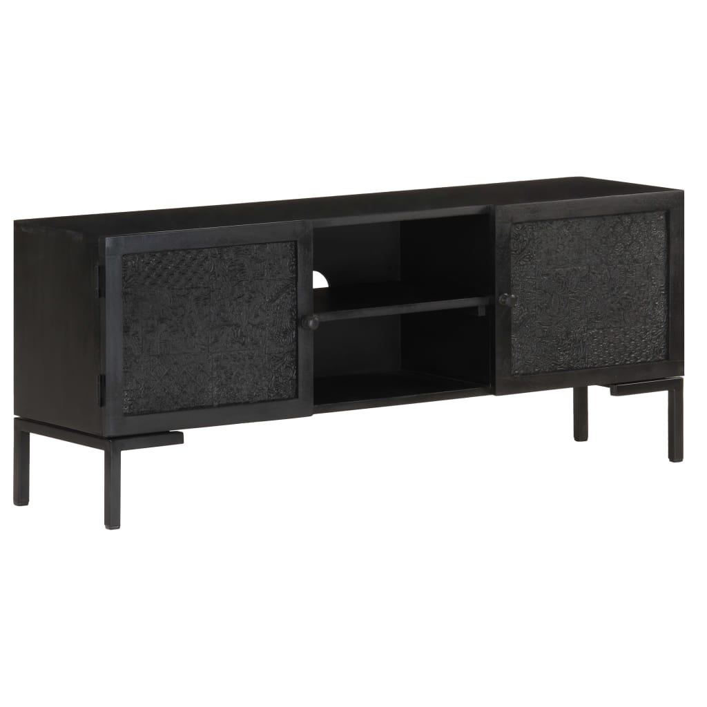 TV-Möbel Svart TV-Bänk 115x30x46 cm massivt grovt mangoträ