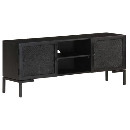 TV-Möbel Svart TV-Bänk 115x30x46 cm massivt grovt mangoträ