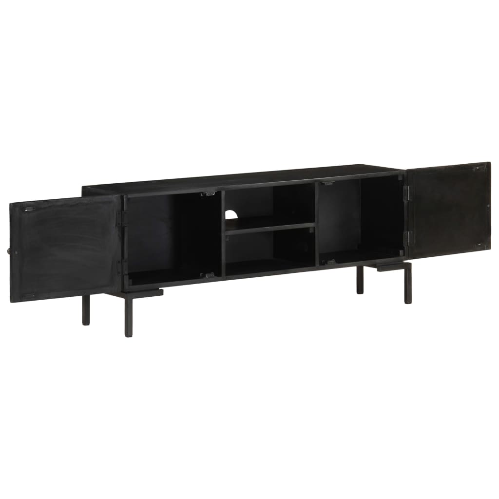 TV-Möbel Svart TV-Bänk 115x30x46 cm massivt grovt mangoträ