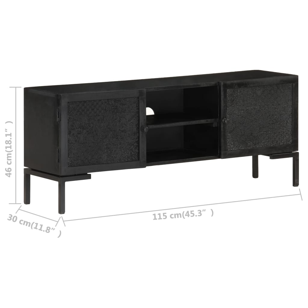 TV-Möbel Svart TV-Bänk 115x30x46 cm massivt grovt mangoträ