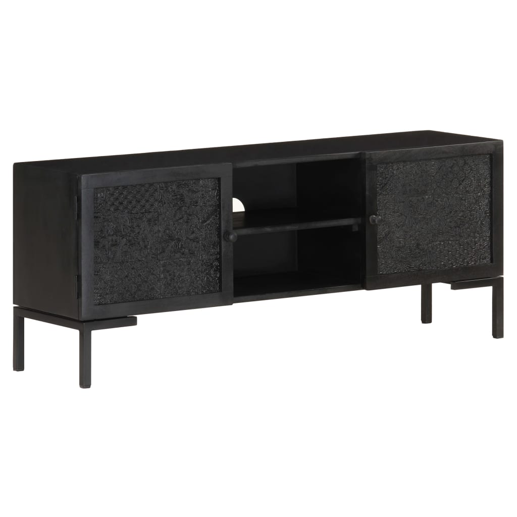 TV-Möbel Svart TV-Bänk 115x30x46 cm massivt grovt mangoträ