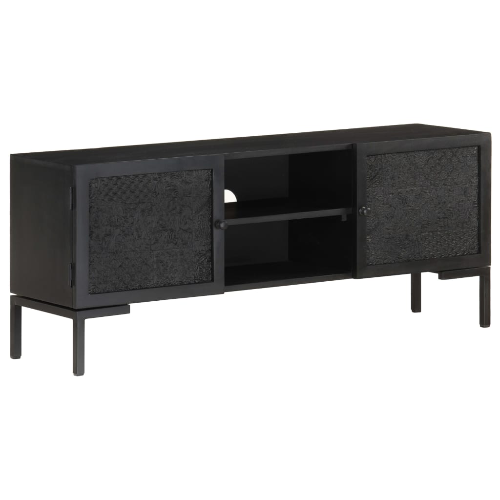 TV-Möbel Svart TV-Bänk 115x30x46 cm massivt grovt mangoträ