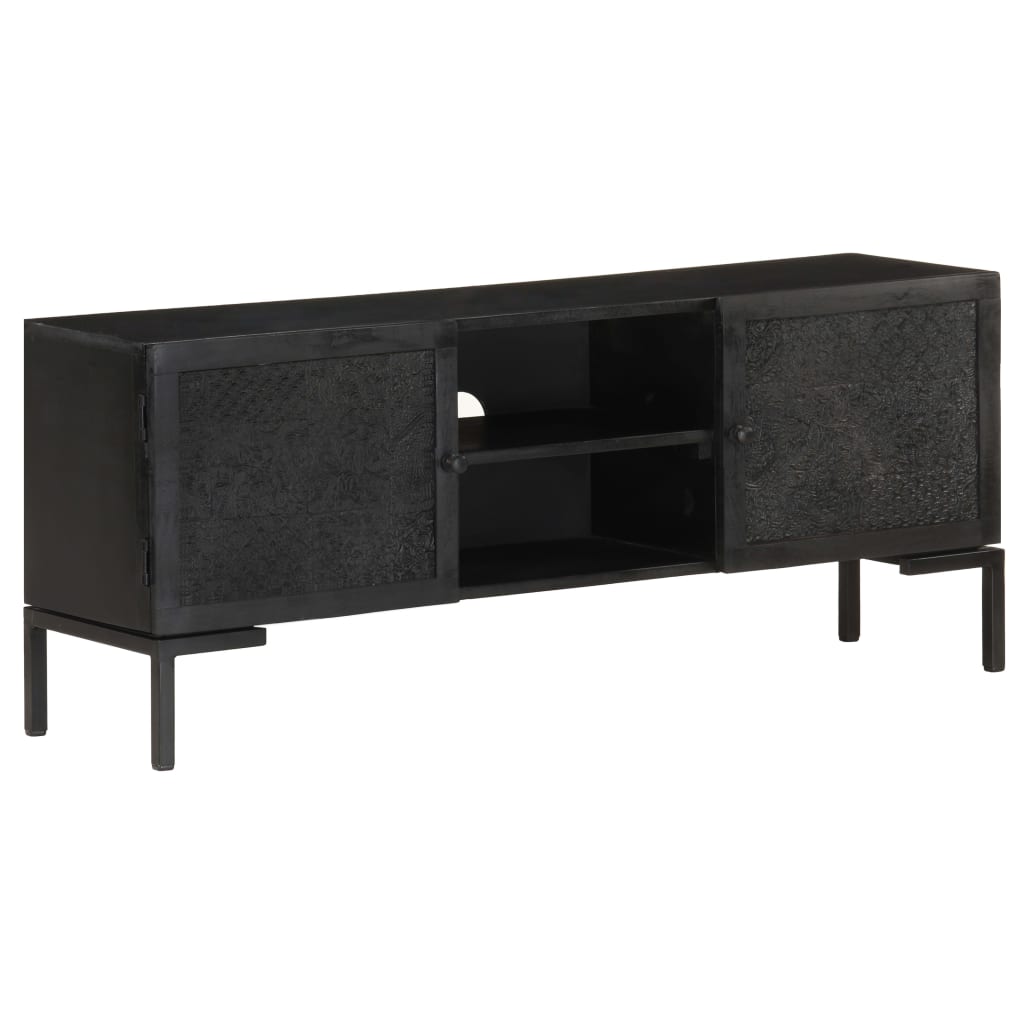 TV-Möbel Svart TV-Bänk 115x30x46 cm massivt grovt mangoträ
