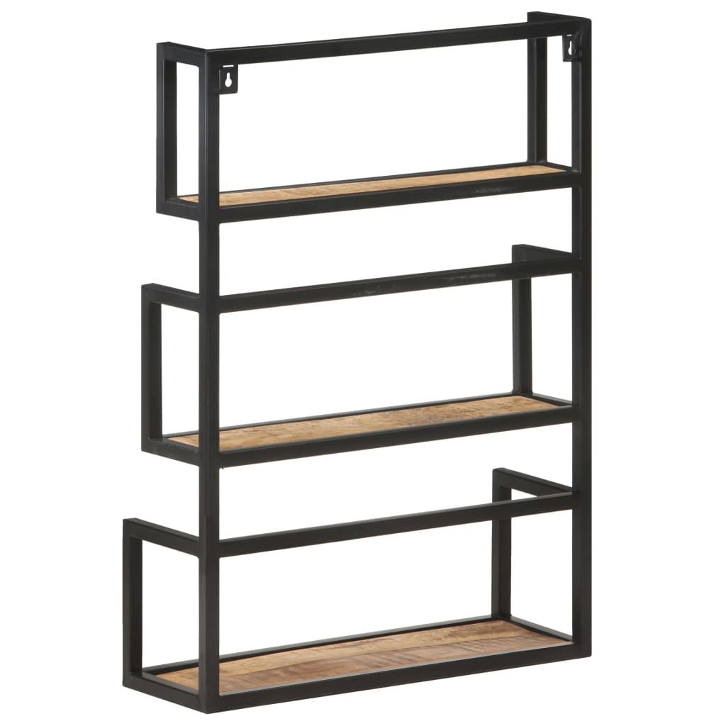 Vägghylla Trä 60x20x85 cm grovt mangoträ