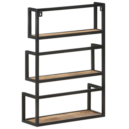 Vägghylla Trä 60x20x85 cm grovt mangoträ