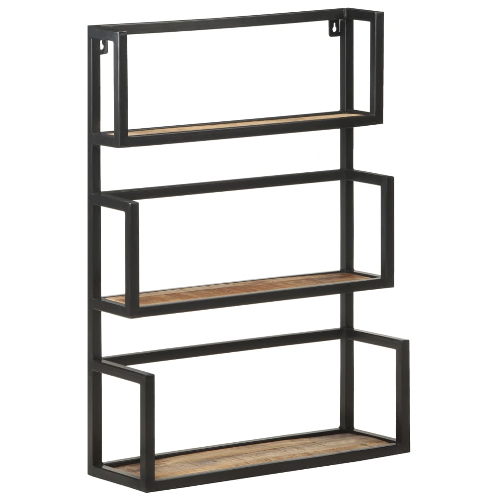 Vägghylla Trä 60x20x85 cm grovt mangoträ