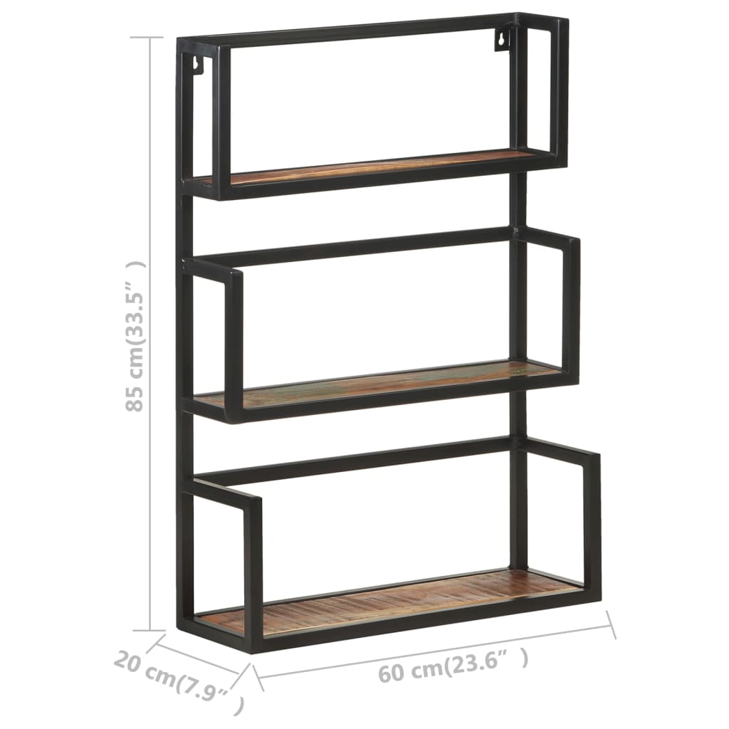 Vägghylla Trä 60x20x85 cm massivt återvunnet trä