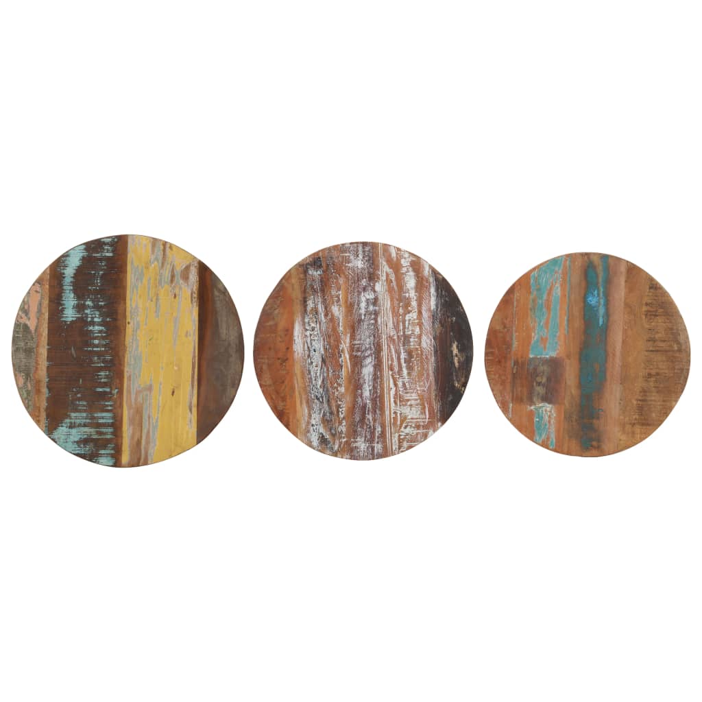 Sidobord Trä 3 st massivt återvunnet trä