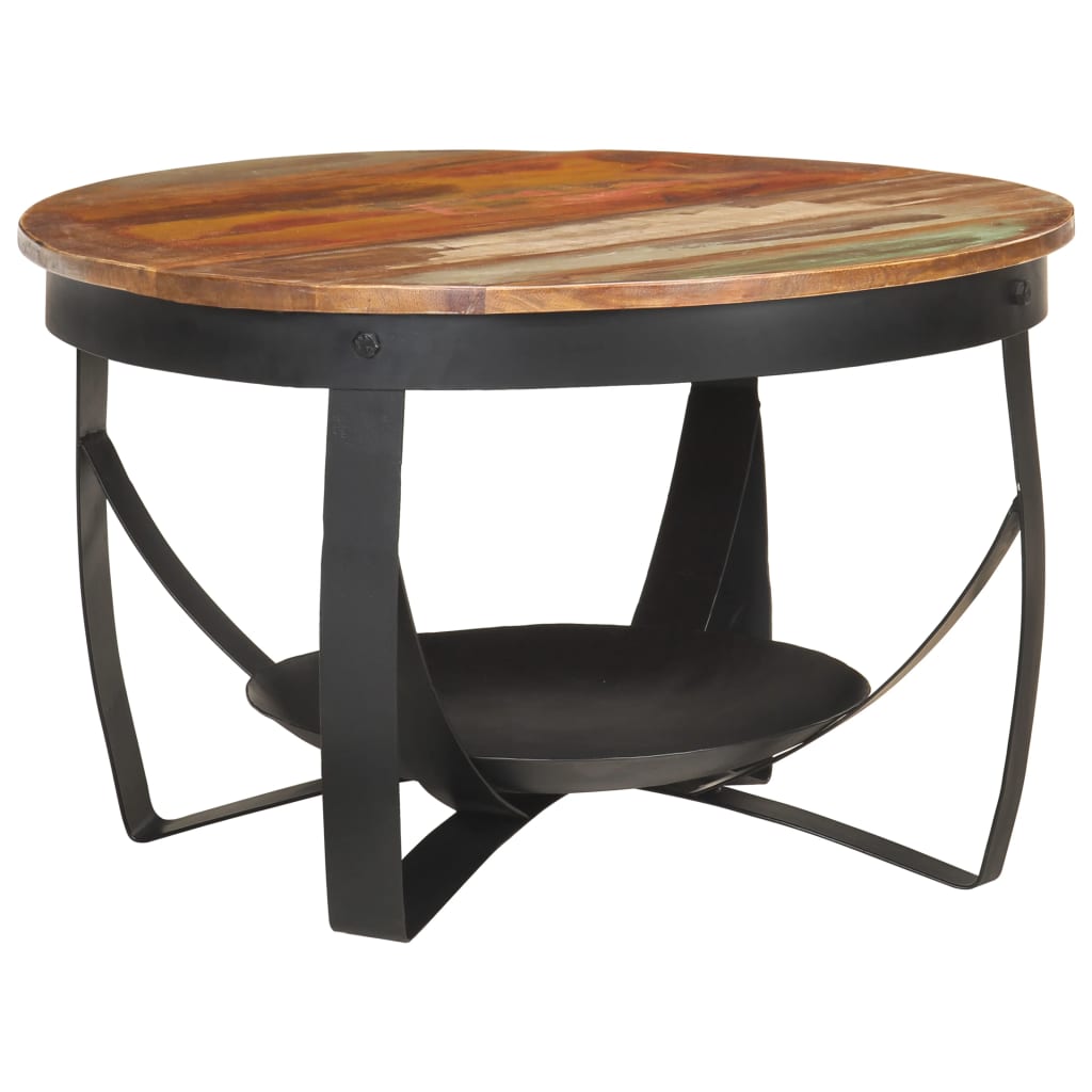 Soffbord Trä Ø68x43 cm massivt återvunnet trä