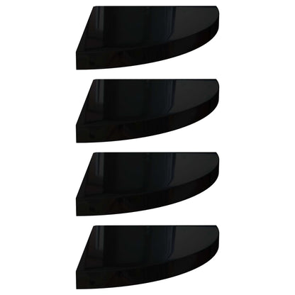 Svävande hörnhyllor 4 st svart högglans 35x35x3,8 cm MDF