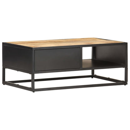 Soffbord Trä med snidad dörr 90x55x36 cm grovt mangoträ