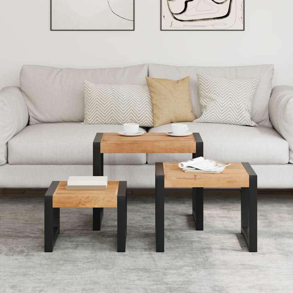 Soffbord Trä 3 st massivt trä