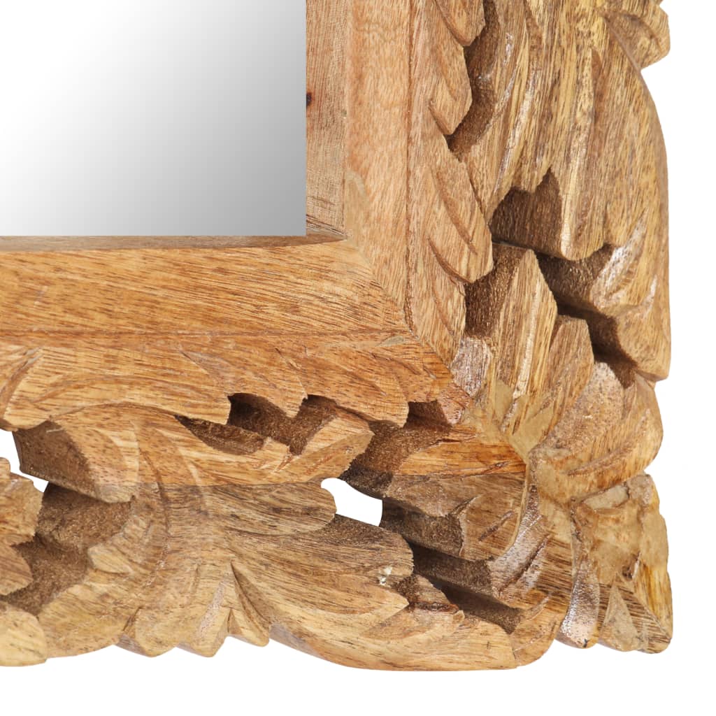 Väggspegel Handsnidad Brun 110x50 massivt mangoträ