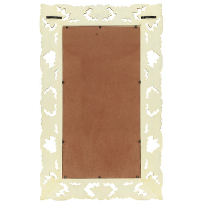 Väggspegel Handsnidad Vit 80x50 cm massivt mangoträ