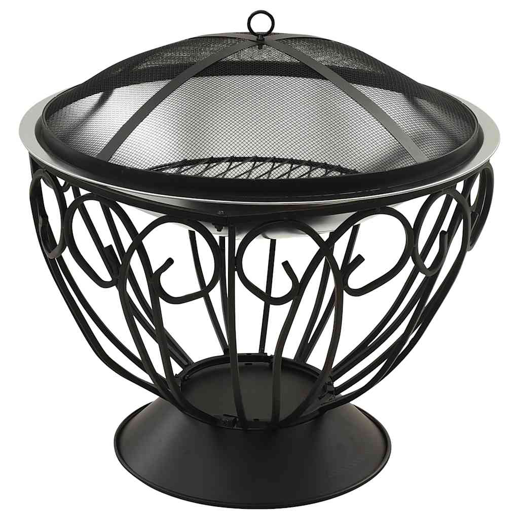 2-i-1 Eldstad grill och eldgaffel 59x59x60 cm rostfritt stål