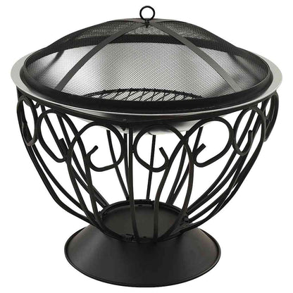 2-i-1 Eldstad grill och eldgaffel 59x59x60 cm rostfritt stål