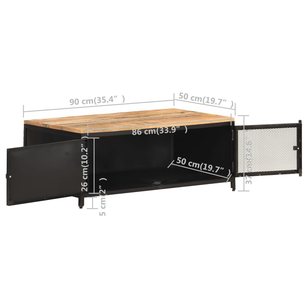 Soffbord Trä 90x50x37 cm massivt grovt mangoträ