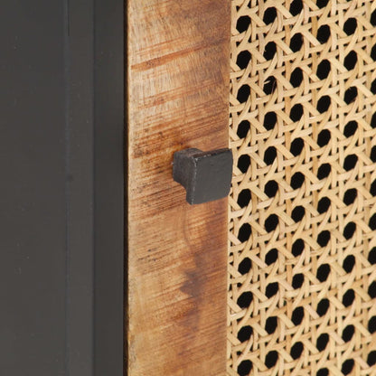 Sängbord Nattduksbord Trä 40x30x50 cm grovt mangoträ och naturlig rotting