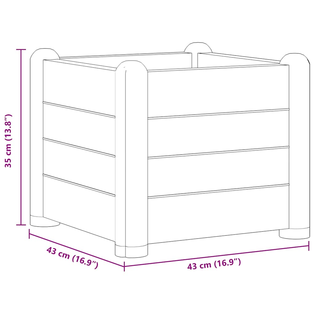 Upphöjd odlingslåda PP vit 43x43x35 cm