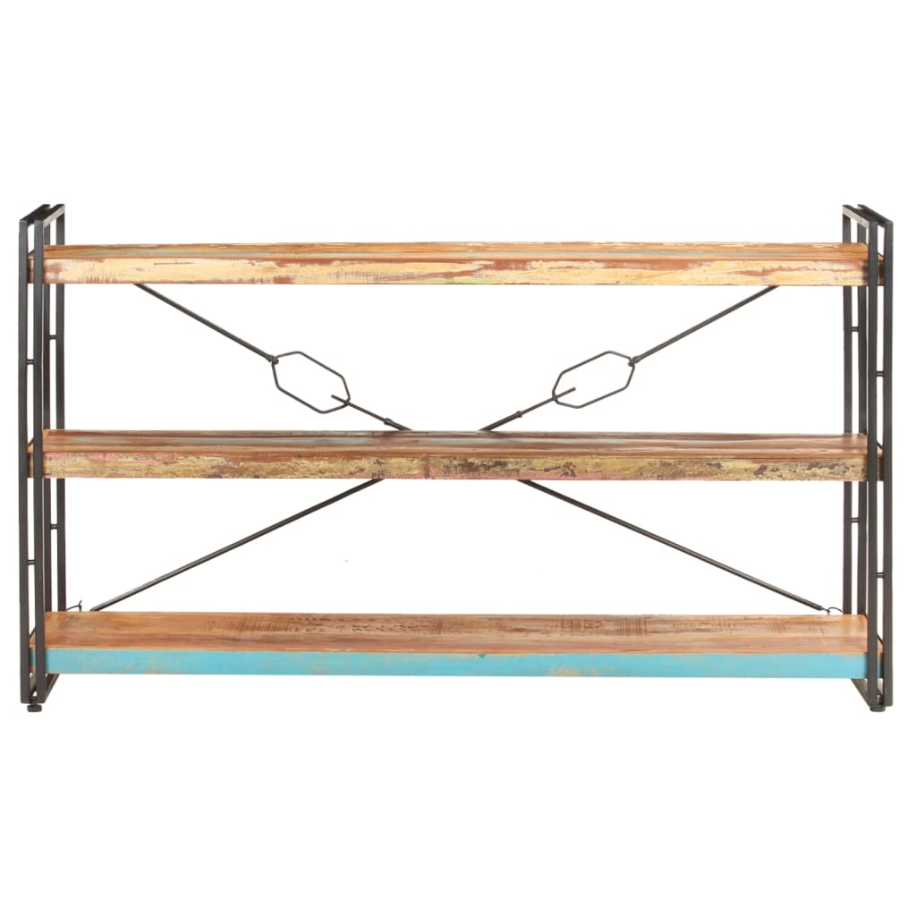 Bokhylla Trä med 3 hyllor 140x30x80 cm massivt återvunnet trä