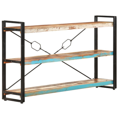 Bokhylla Trä med 3 hyllor 140x30x80 cm massivt återvunnet trä