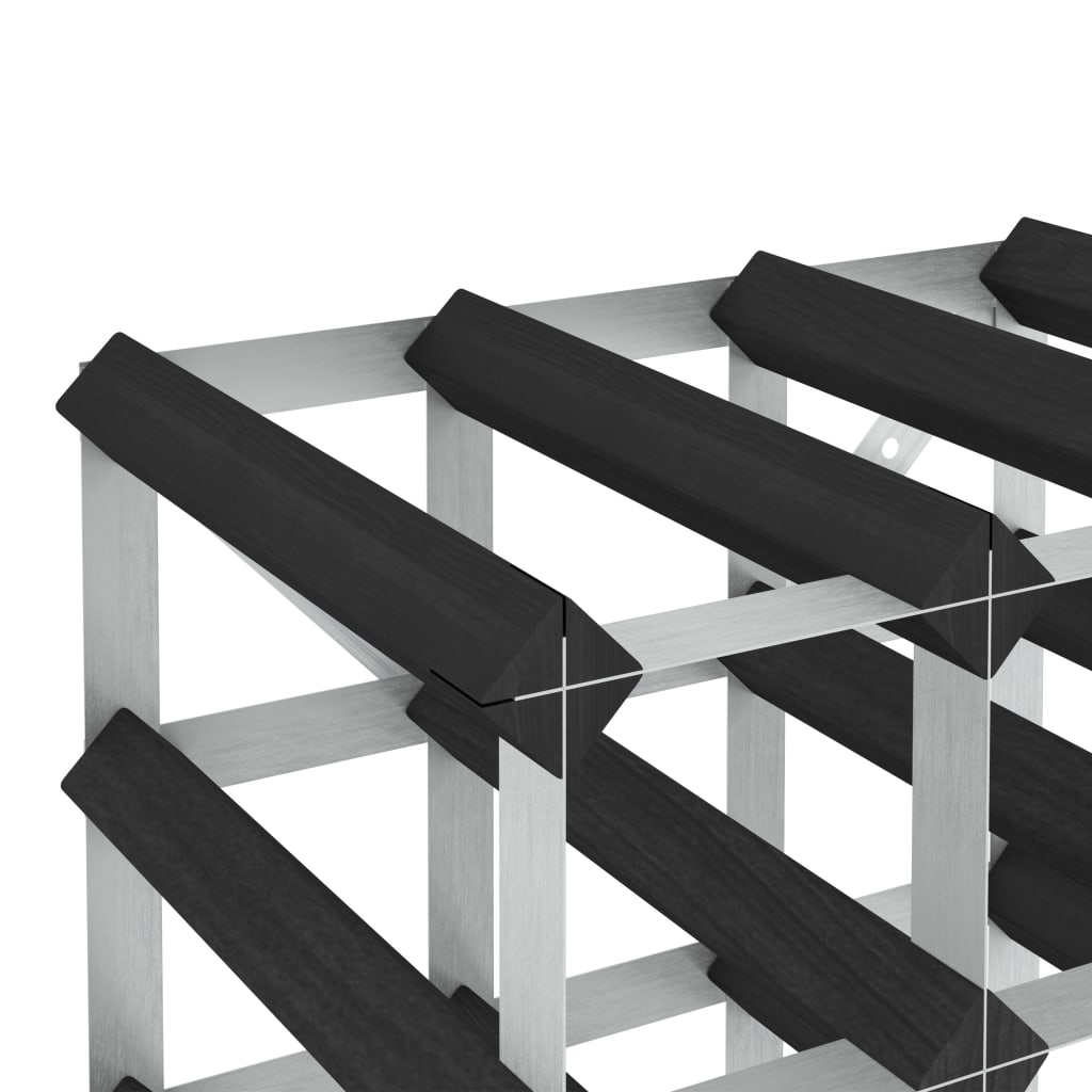 Vinställ för 42 flaskor Svart massiv furu