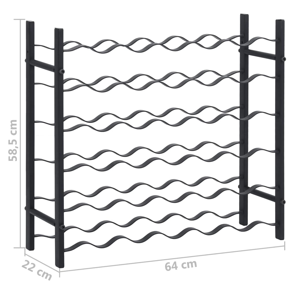 Vinställ för 36 flaskor Svart järn