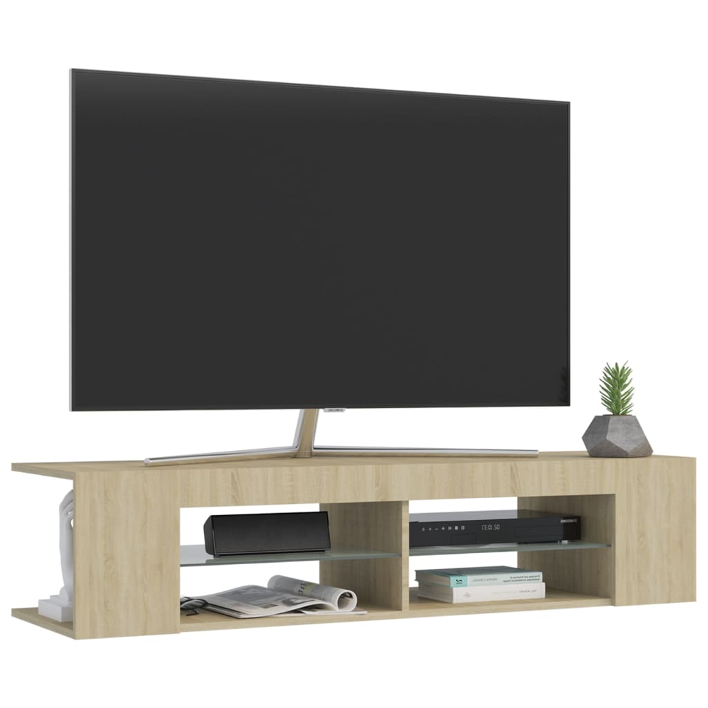 TV-Möbel Sonoma Ek TV-Bänk LED-belysning 135x39x30 cm