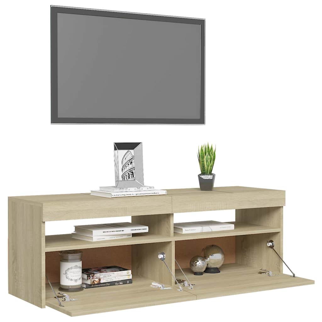 TV-Möbel Sonoma Ek TV-Bänk med LED-belysning 120x35x40 cm