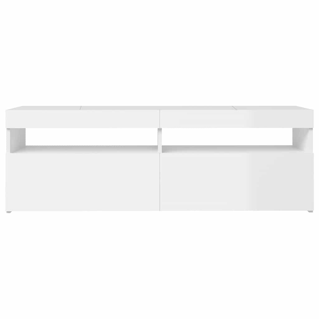 TV-Möbel Högglans Vit TV-bänk LED-belysning 120x35x40 cm