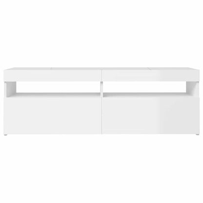 TV-Möbel Högglans Vit TV-bänk LED-belysning 120x35x40 cm