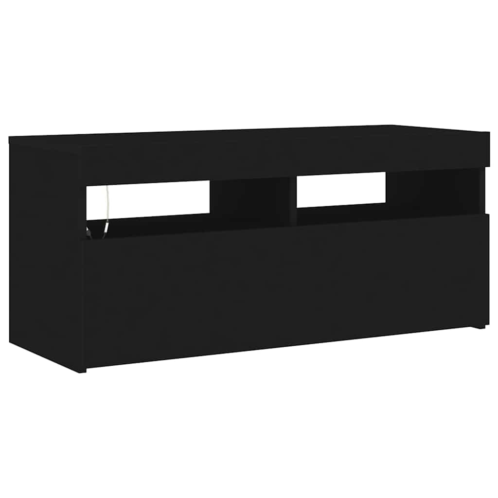 TV-bänk med LED-belysning svart 90x35x40 cm