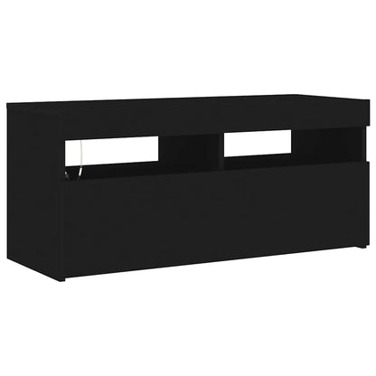 TV-bänk med LED-belysning svart 90x35x40 cm