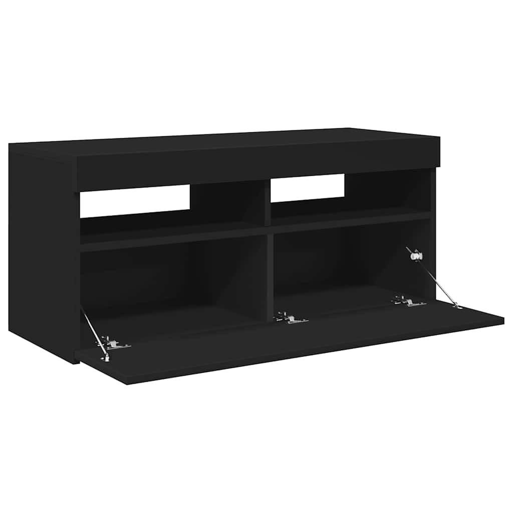 TV-bänk med LED-belysning svart 90x35x40 cm