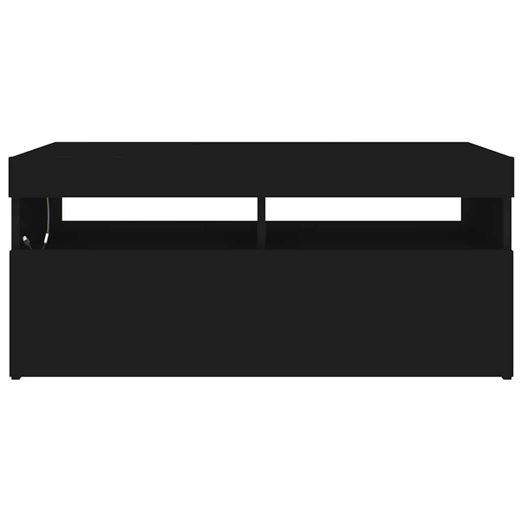 TV-bänk med LED-belysning svart 90x35x40 cm