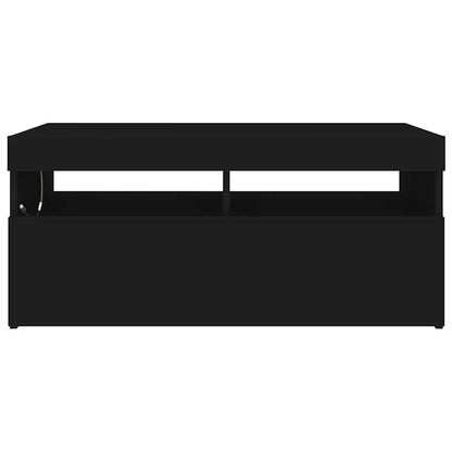 TV-bänk med LED-belysning svart 90x35x40 cm