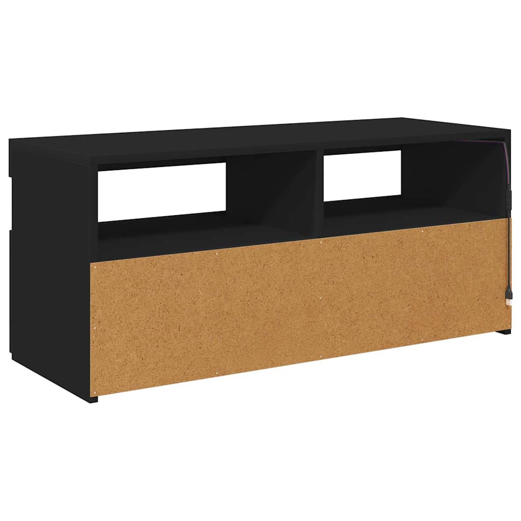 TV-bänk med LED-belysning svart 90x35x40 cm