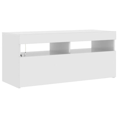 TV-bänk med LED-belysning vit högglans 90x35x40 cm