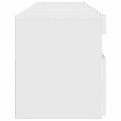 TV-bänk med LED-belysning vit högglans 90x35x40 cm