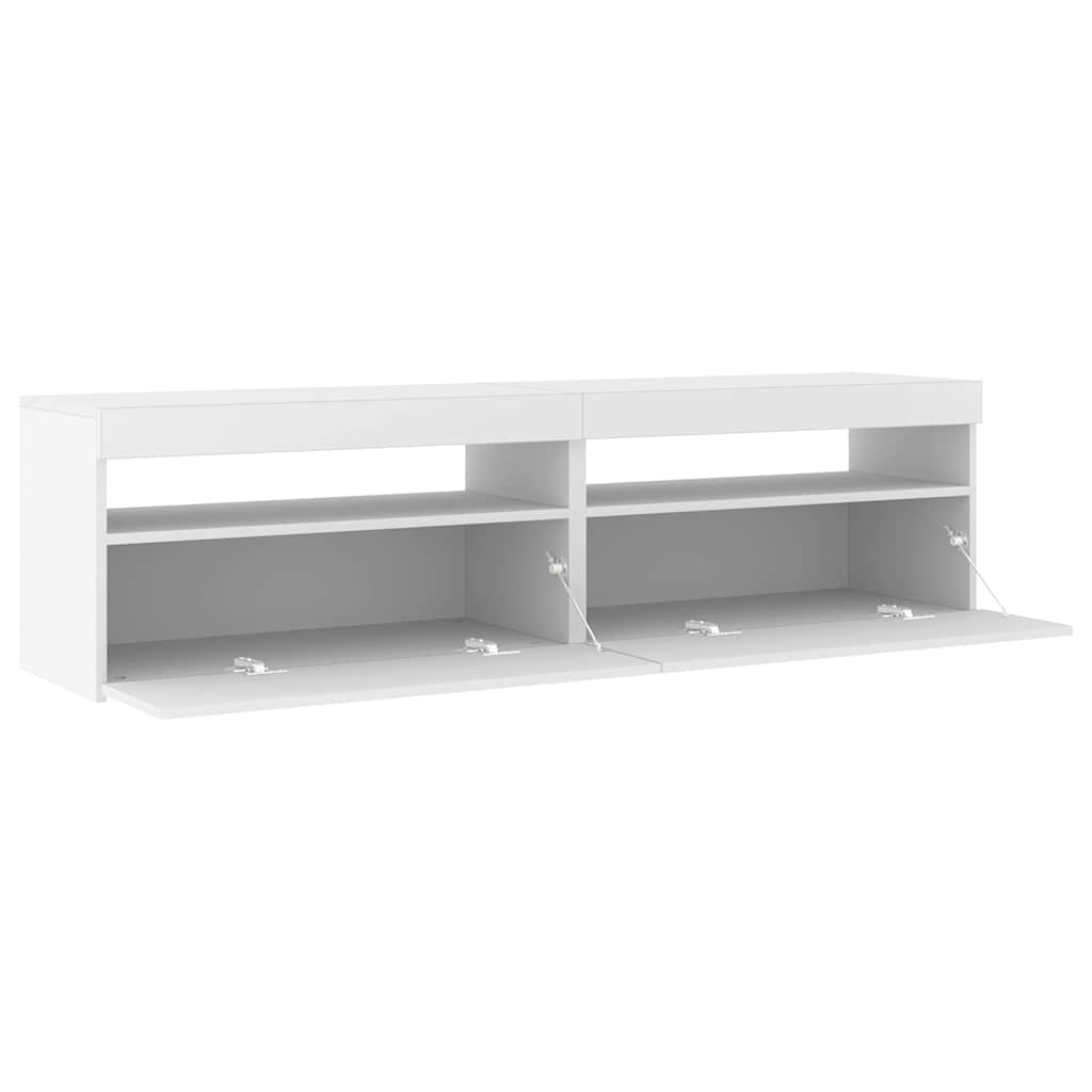 Tv-bänkar med LED-belysning 2 st vit 75x35x40 cm
