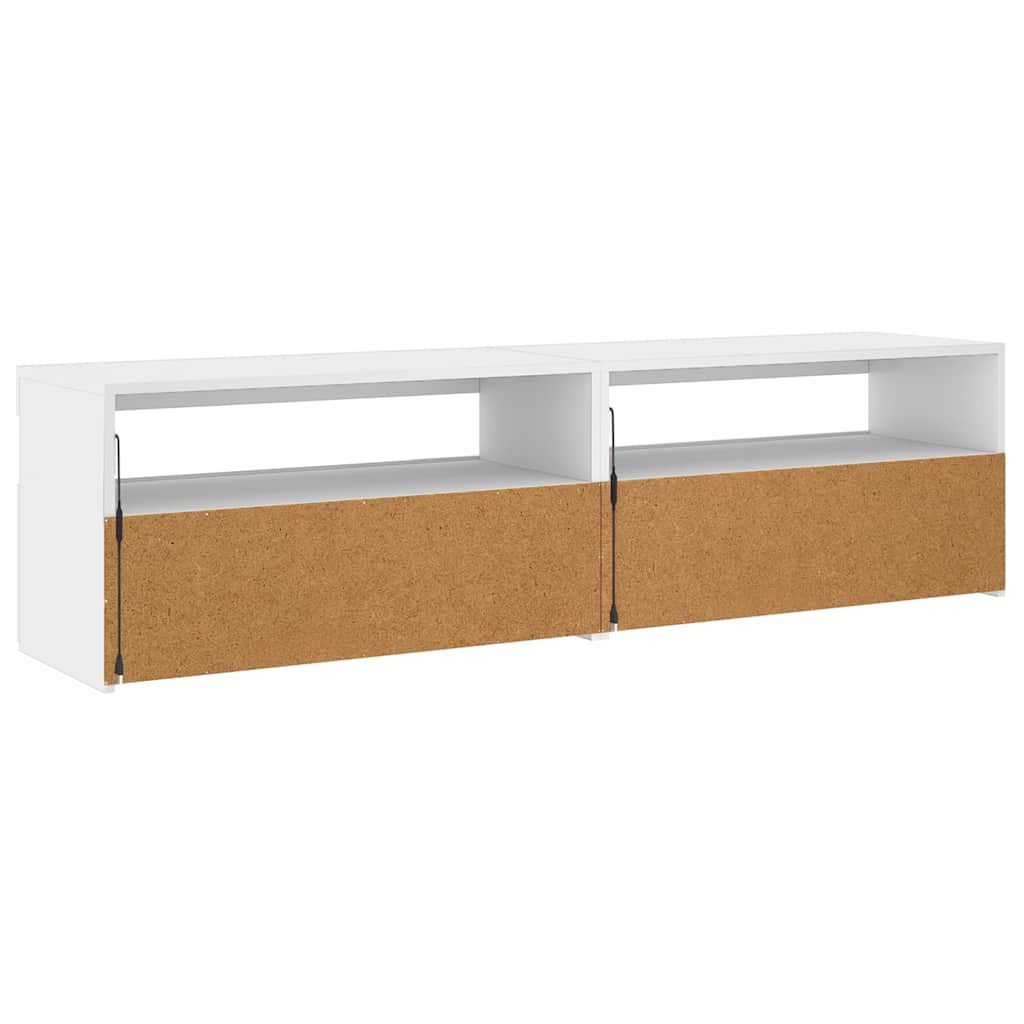 Tv-bänkar med LED-belysning 2 st vit 75x35x40 cm