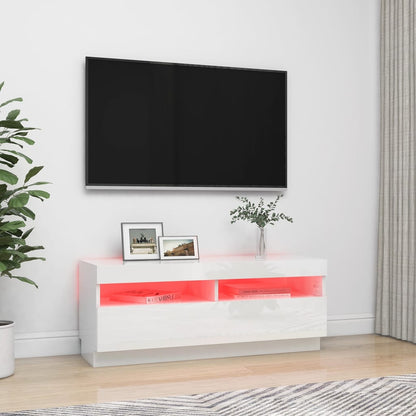 TV-Möbel Högglans Vit TV-Bänk LED 100x35x40 cm