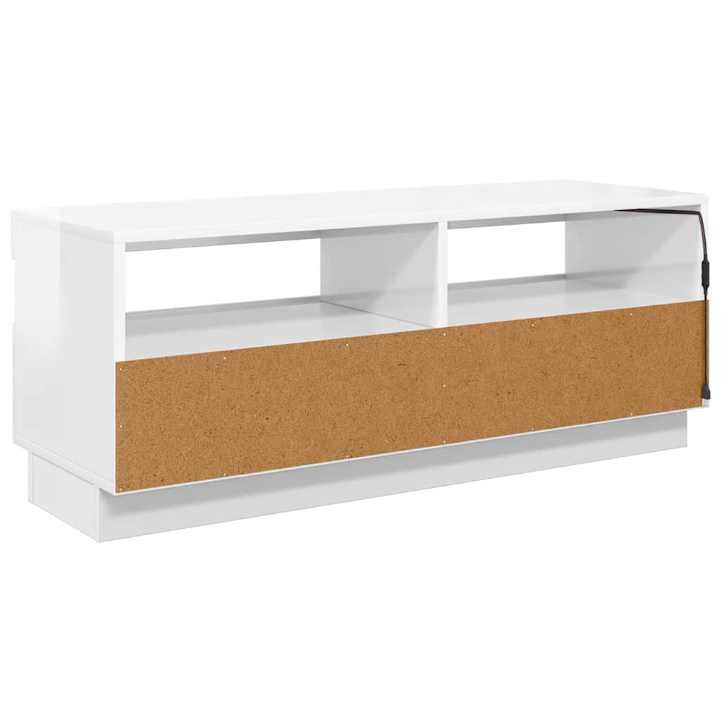 TV-bänk med LED-belysning vit högglans 100x35x40 cm