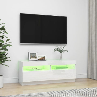 TV-Möbel Högglans Vit TV-Bänk LED 100x35x40 cm