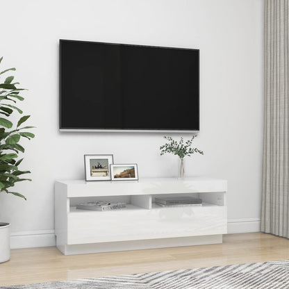 TV-Möbel Högglans Vit TV-Bänk LED 100x35x40 cm