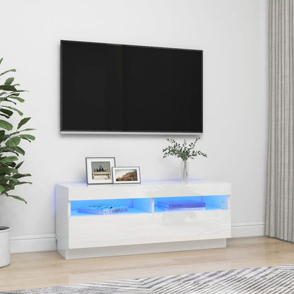 TV-Möbel Högglans Vit TV-Bänk LED 100x35x40 cm
