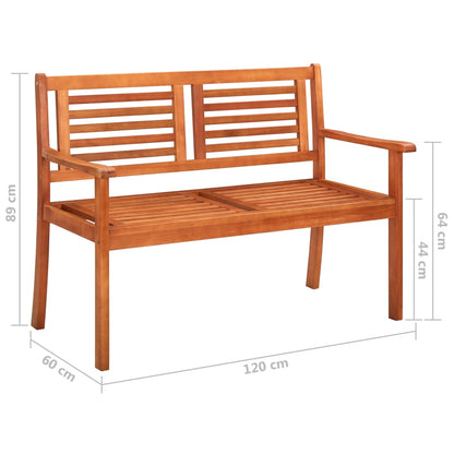 Trädgårdsbänk 2-sits med dyna 120 cm massivt eukalyptusträ
