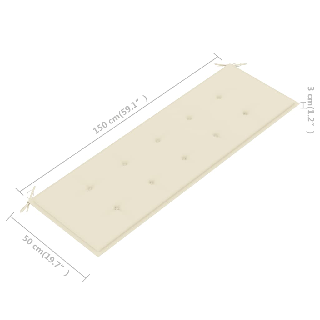 Trädgårdsbänk 3-sits med dyna 150 cm massivt eukalyptusträ