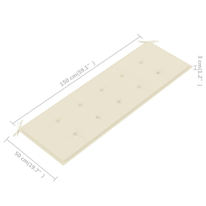 Trädgårdsbänk 3-sits med dyna 150 cm massivt eukalyptusträ
