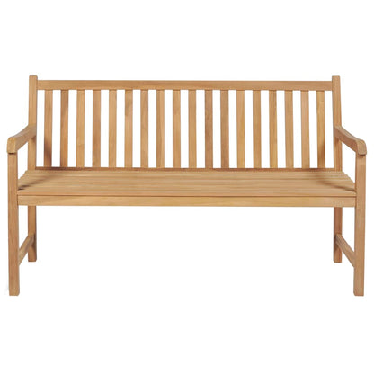 Trädgårdsbänk med grön dyna 150 cm massiv teak